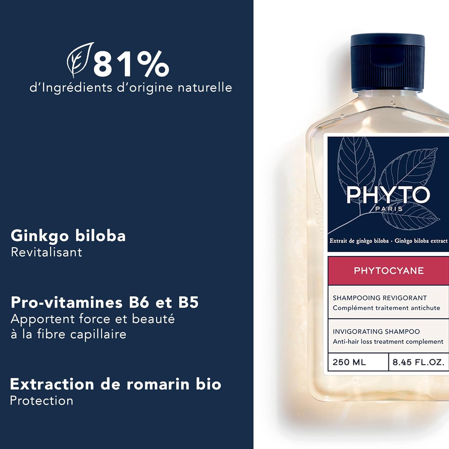 Phyto Phytocyane Invigorating Shampoo, 250ml (Exp 01/28)