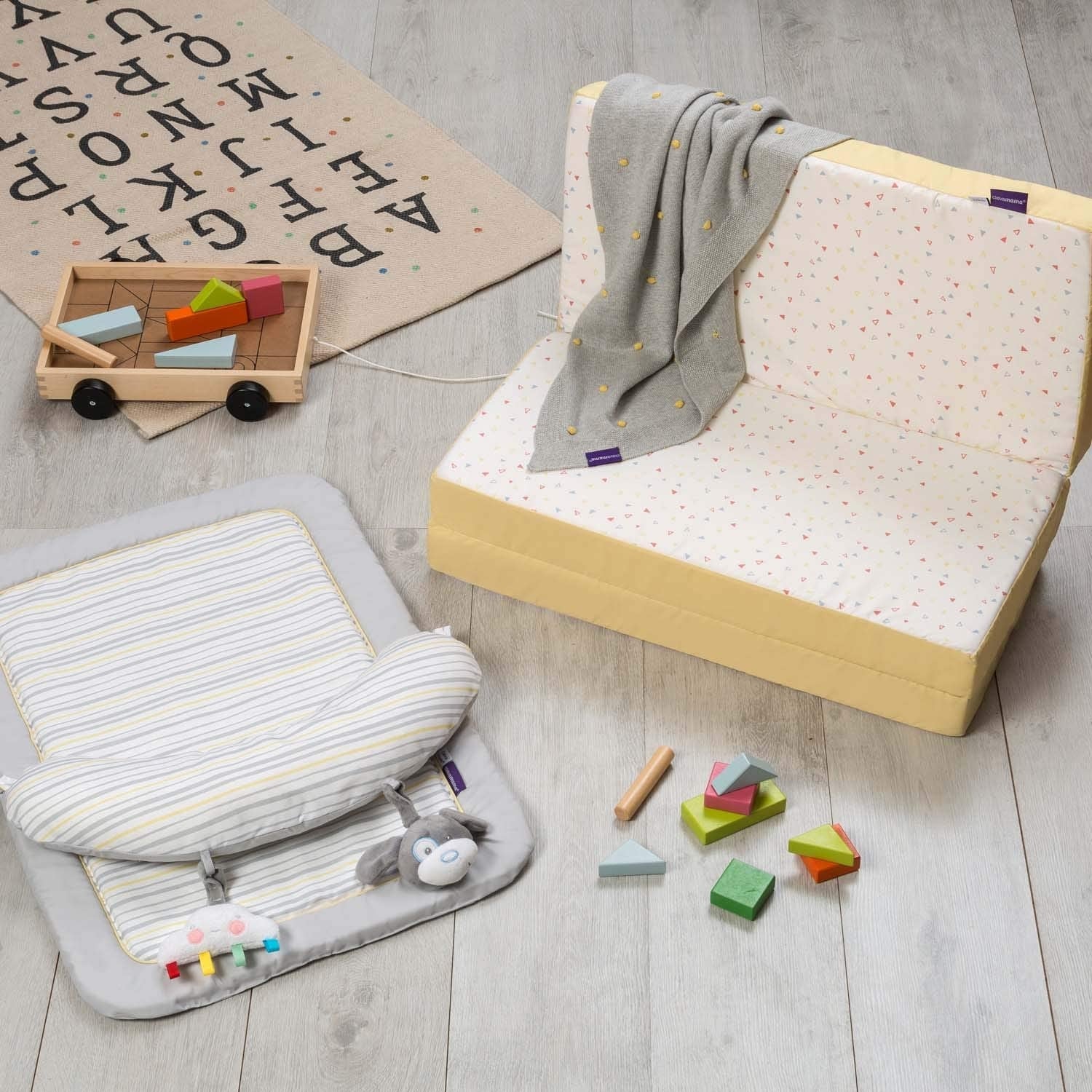 Clevamama ClevaFoam Foldable Travel Cot Baby Mattress - Playful Shapes
