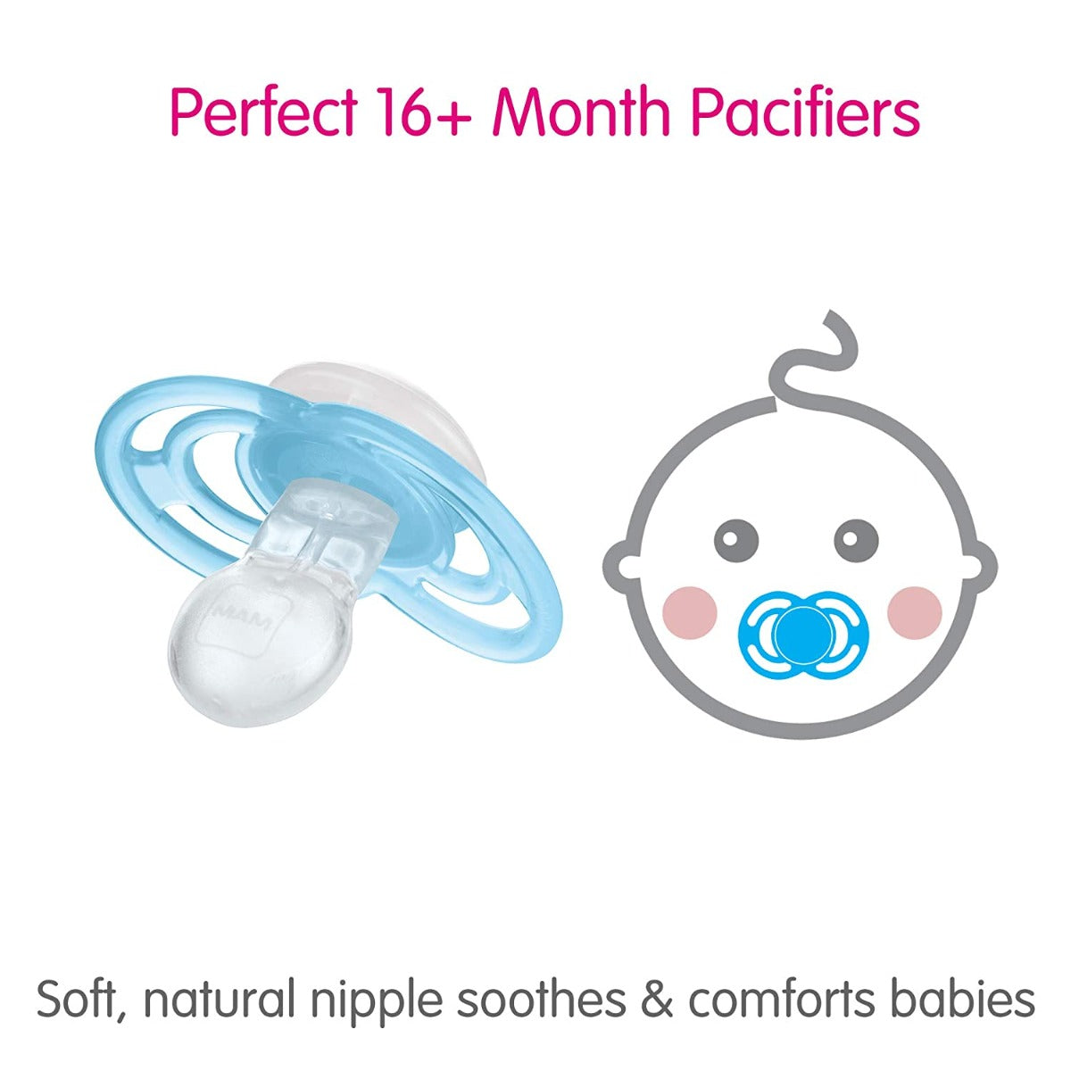 MAM Perfect Pacifier with Case, 16M+ (3 Assorted Designs)