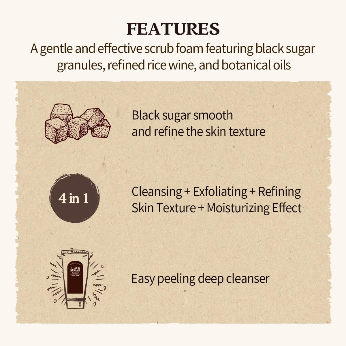 Skinfood Black Sugar Perfect Scrub Foam, 180ml (Exp 01/27)