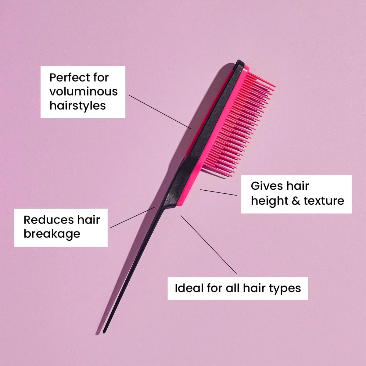 Tangle Teezer The Ultimate Volumizer Back-Combing Hairbrush - Black Pink