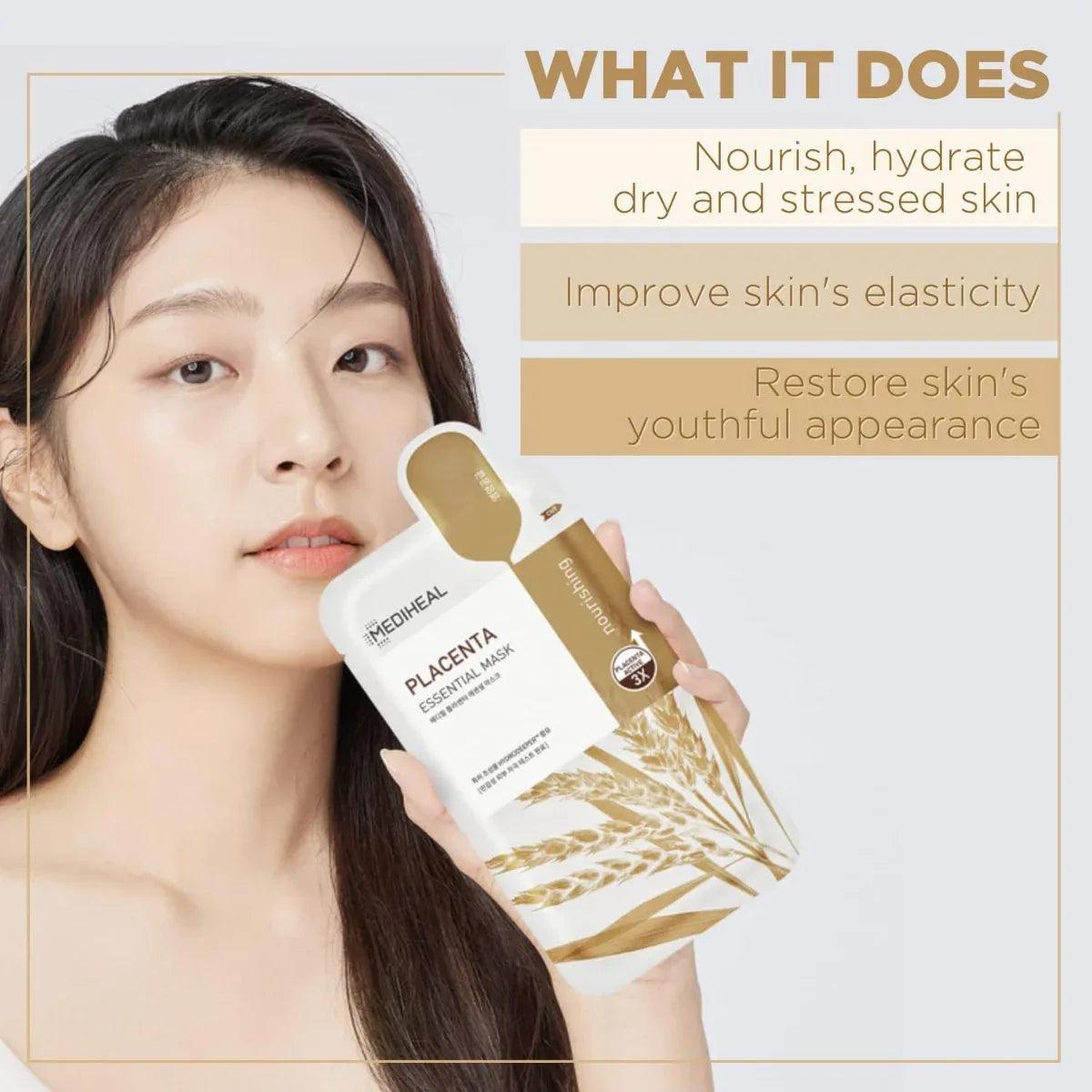 Mediheal Placenta Essential Mask, Pack of 10 (Exp 10/27) | Pupsik
