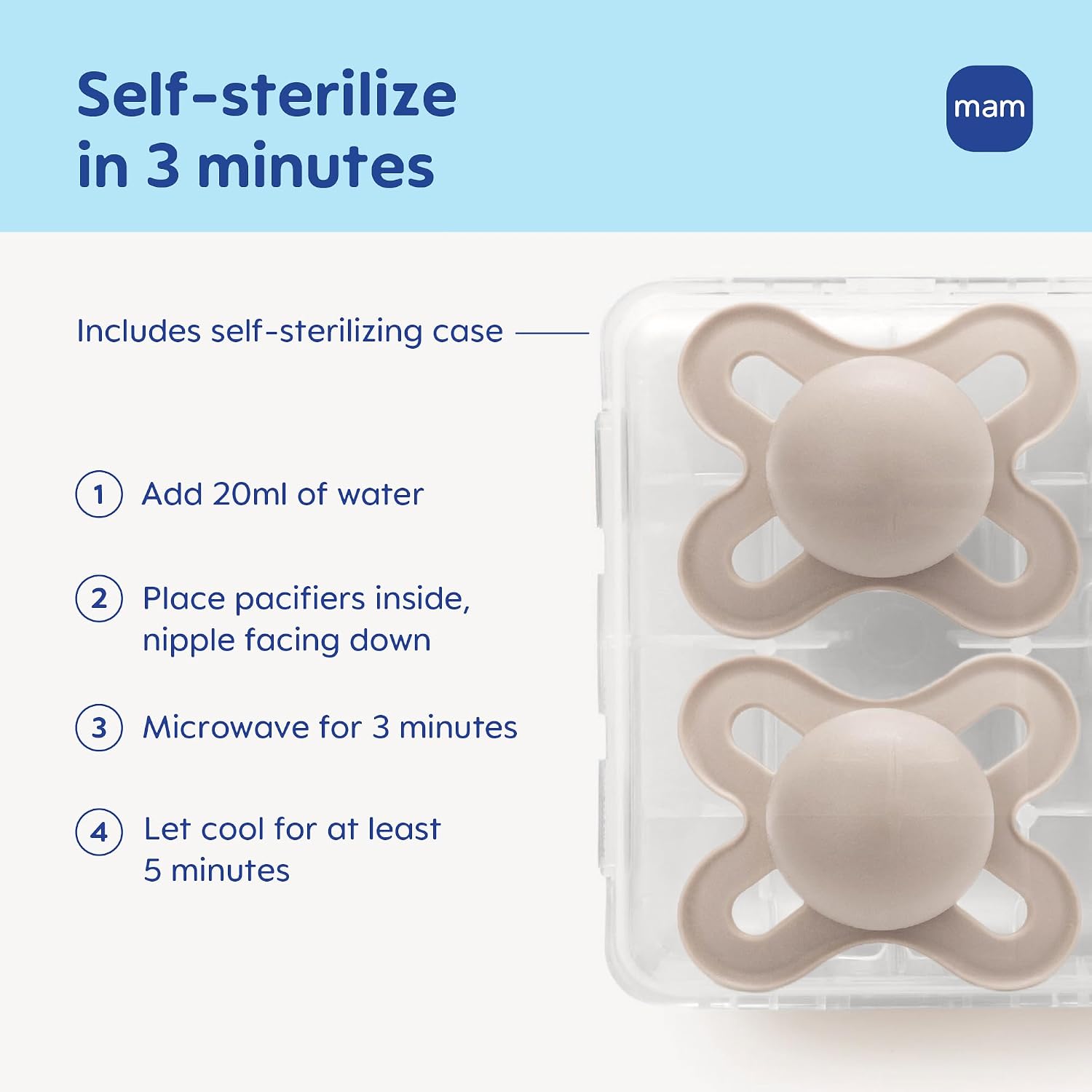 MAM Original Start Pacifier with Case, 2pk (0-2M) - 3 Assorted Designs