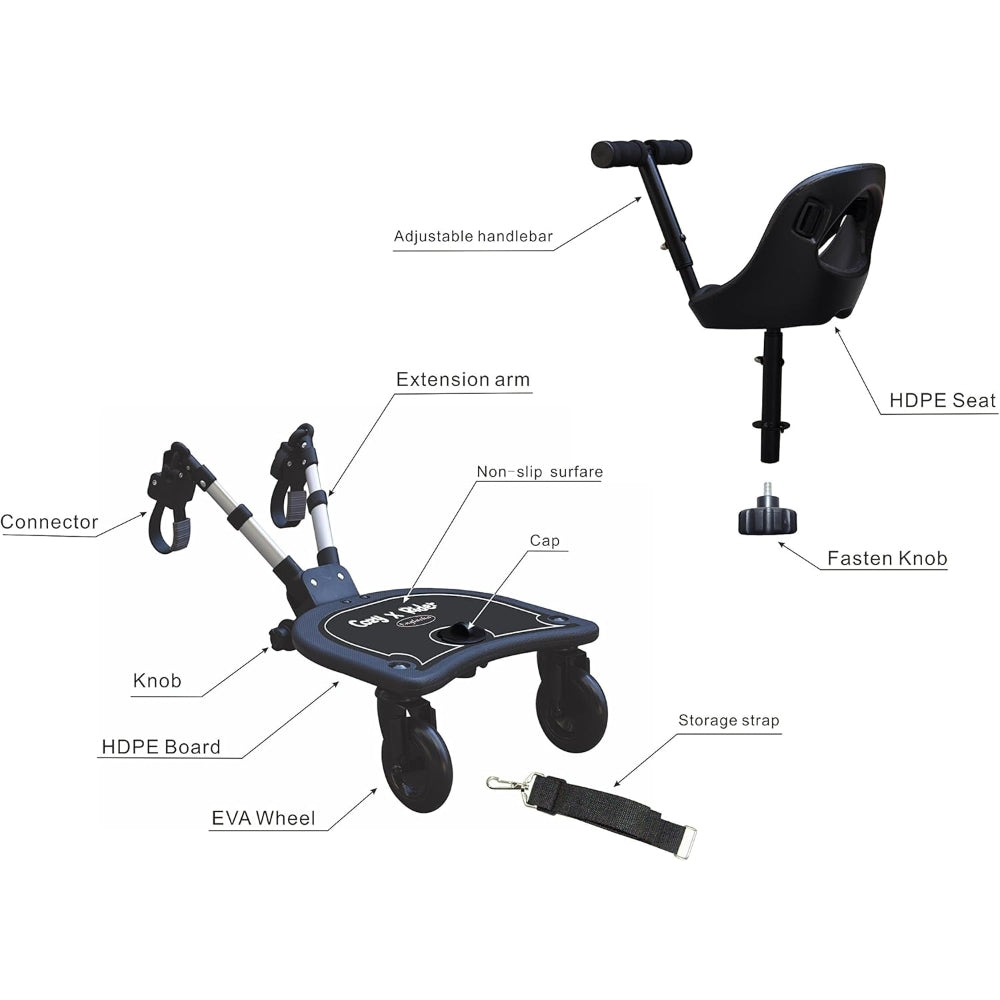 Engchala Cozy Stroll Handle Extension Bar, Black