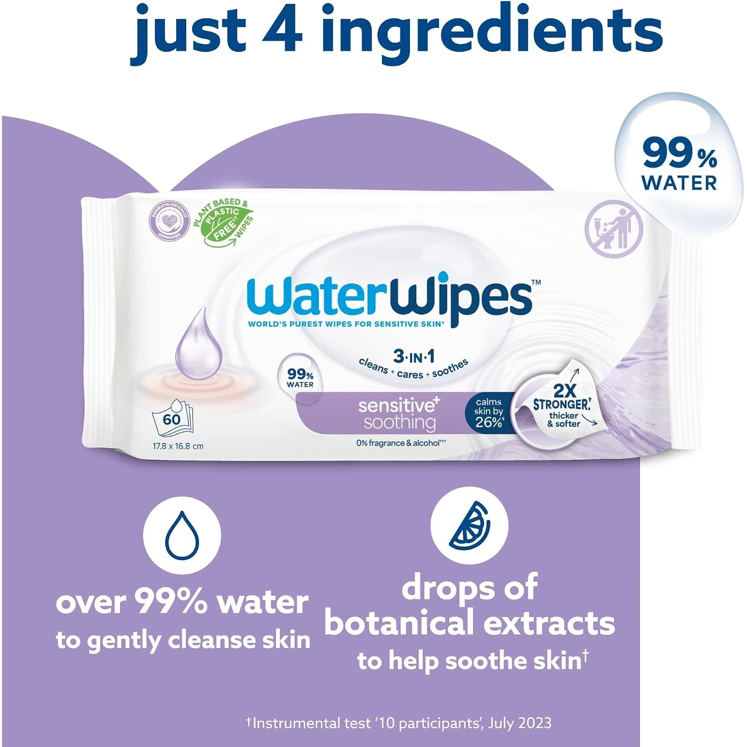 WaterWipes Sensitive+ Soothing Wipes with 99% Water & Botanical Extracts, 12pks of 60s - 720pcs (Exp 02/27)