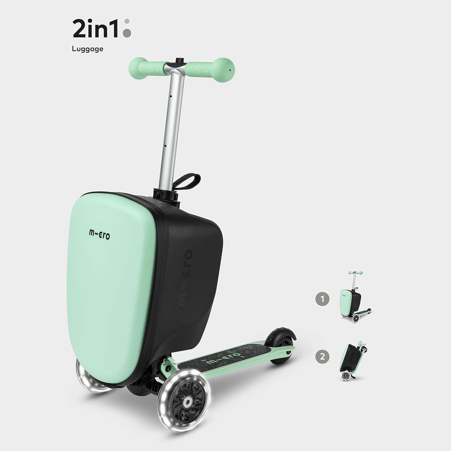 Micro Luggage Junior (w/ Flip Down Scooter) - Mint