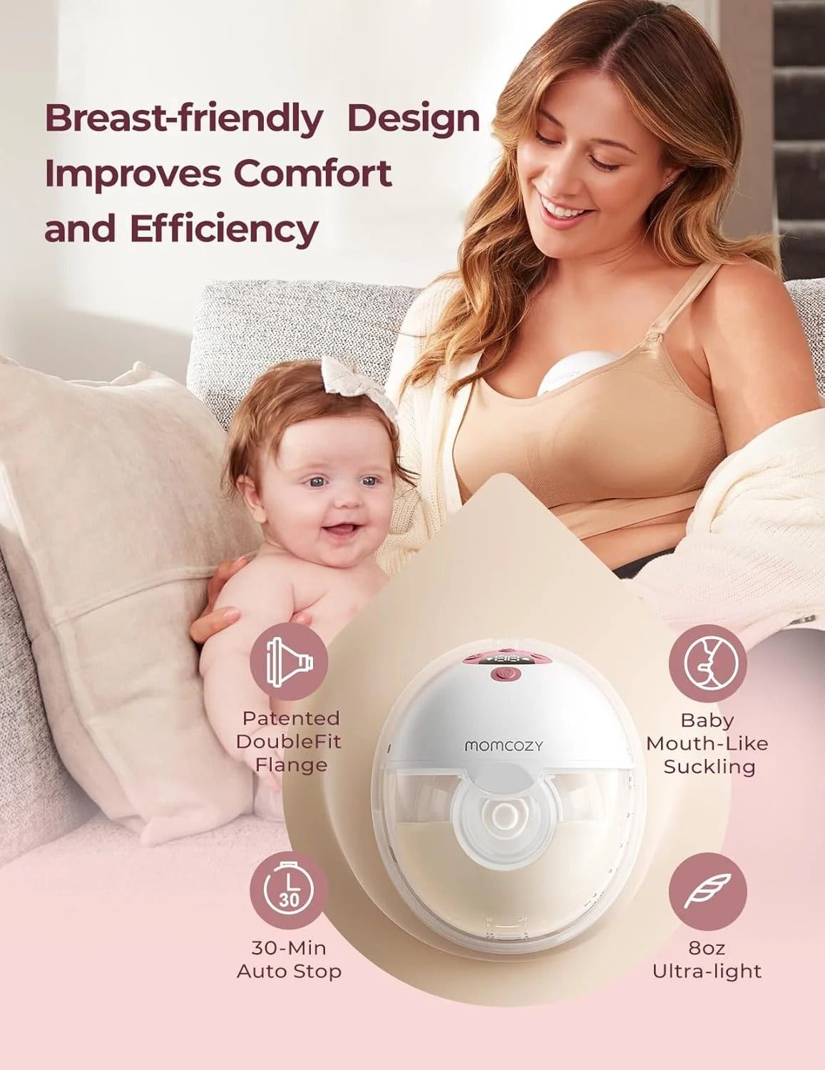 Momcozy M5 All-in-one Wearable Breast Pump (2 Colors) | Painlessly Pump