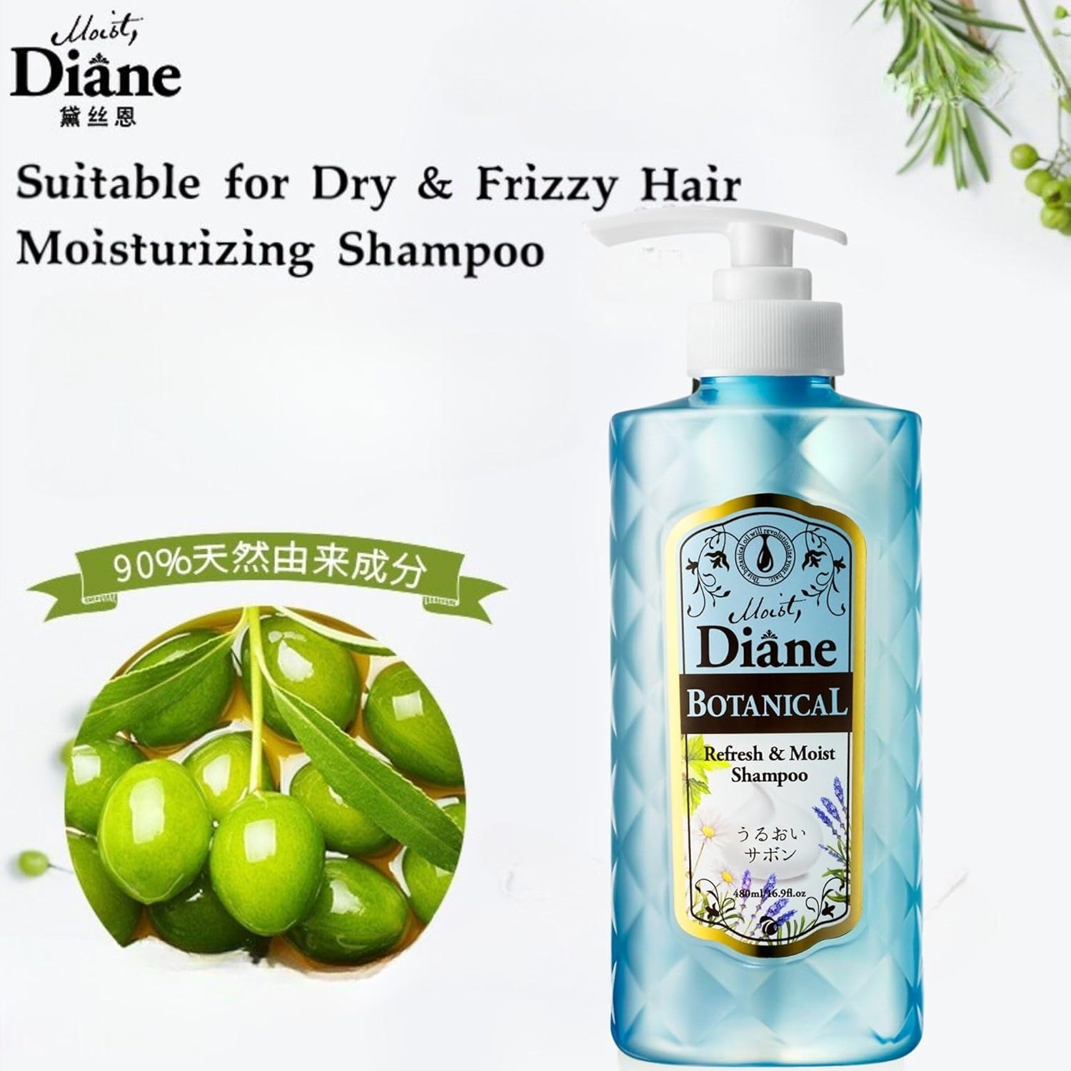 Moist Diane Botanical Refresh & Moist Shampoo (480ml)