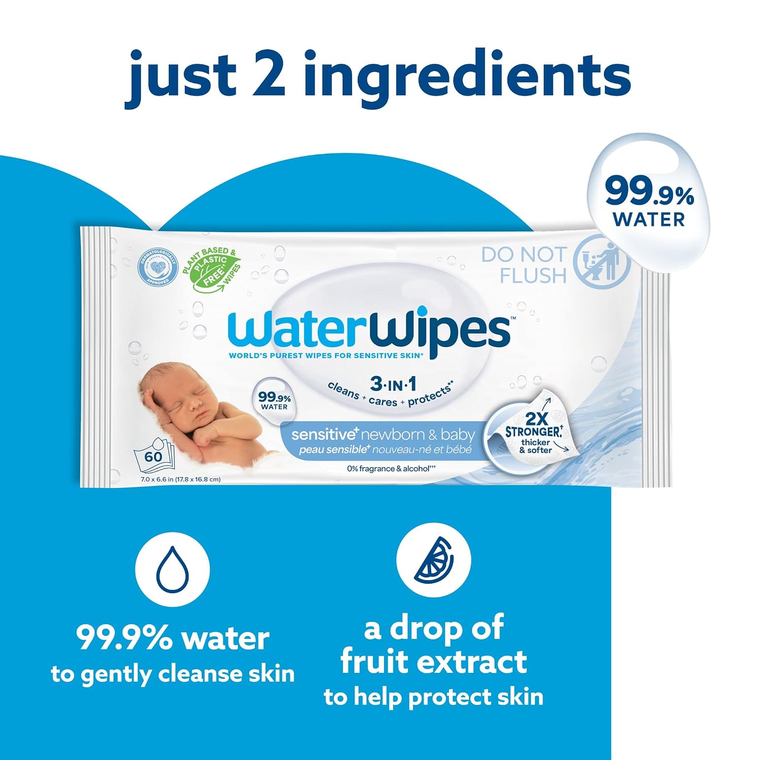 WaterWipes 99.9% Water Baby Wipes (12 pack x 60 wipes=720 wipes) - Exp 10/27