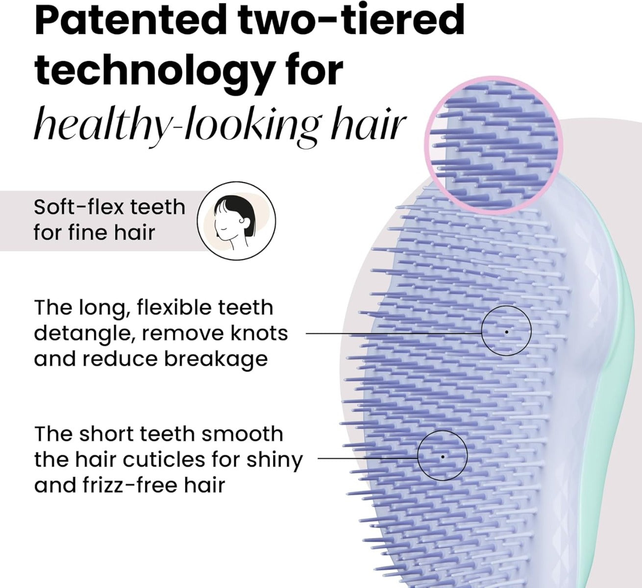 Tangle Teezer Original Detangling Hairbrush, Fine & Fragile (2 Designs)