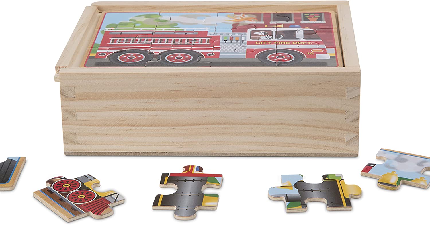 Melissa & Doug Jigsaw Puzzles in a Box, 4 x 12pcs (4 Designs) - Pupsik Singapore