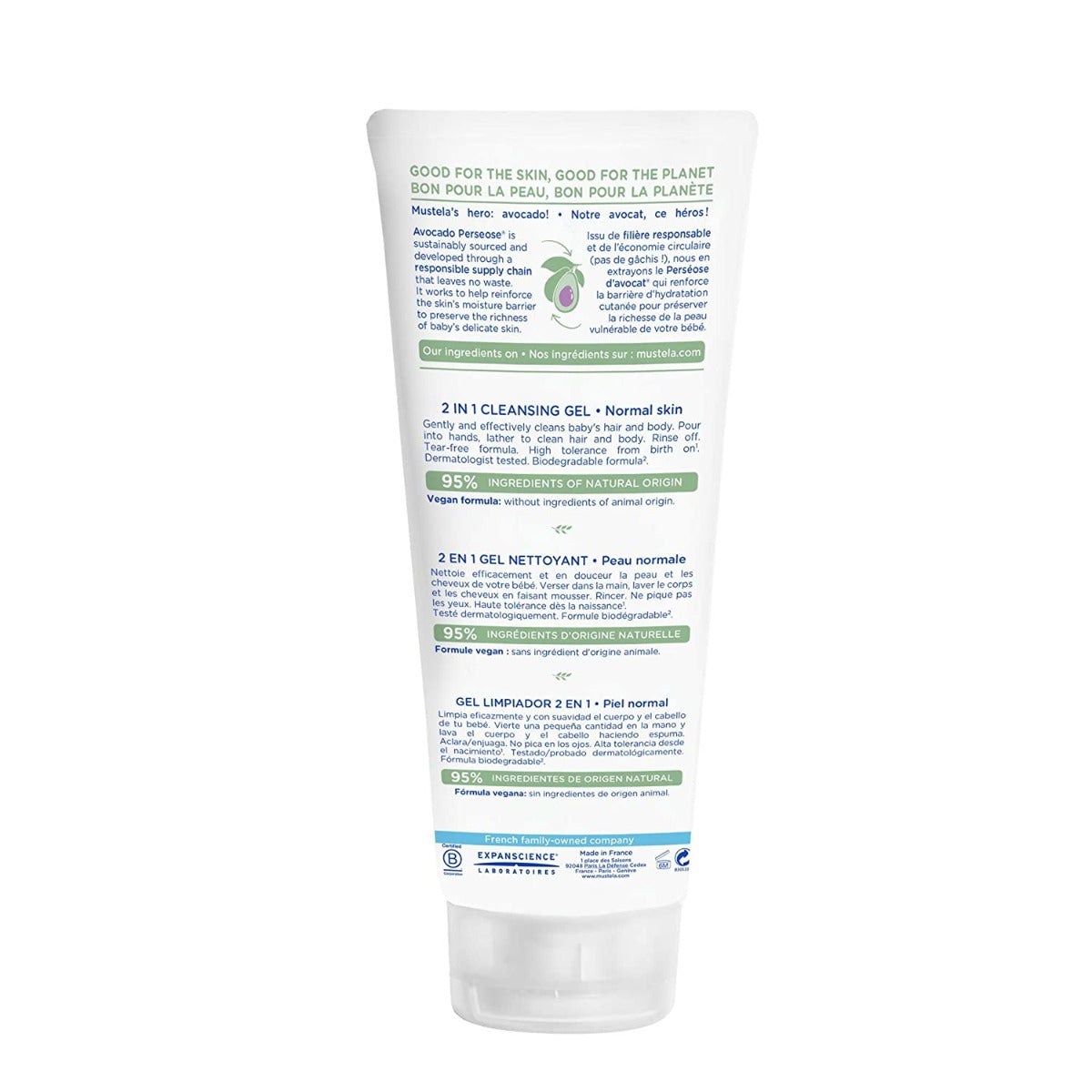 Mustela 2 in 1 Cleansing Gel for Hair & Body, 200ml (bef. 2 in 1 Hair & Body Wash) - exp 09/26