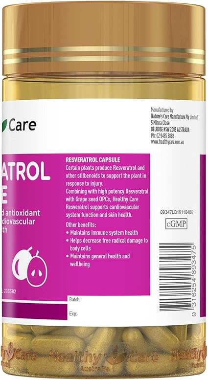 Healthy Care Resveratrol Capsule, 180 Caps (Exp 03/27)