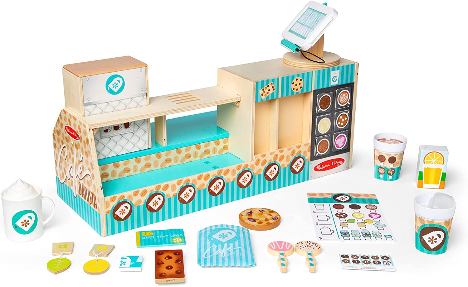 Melissa & Doug Wooden Cafe Barista Coffee Shop Play Set