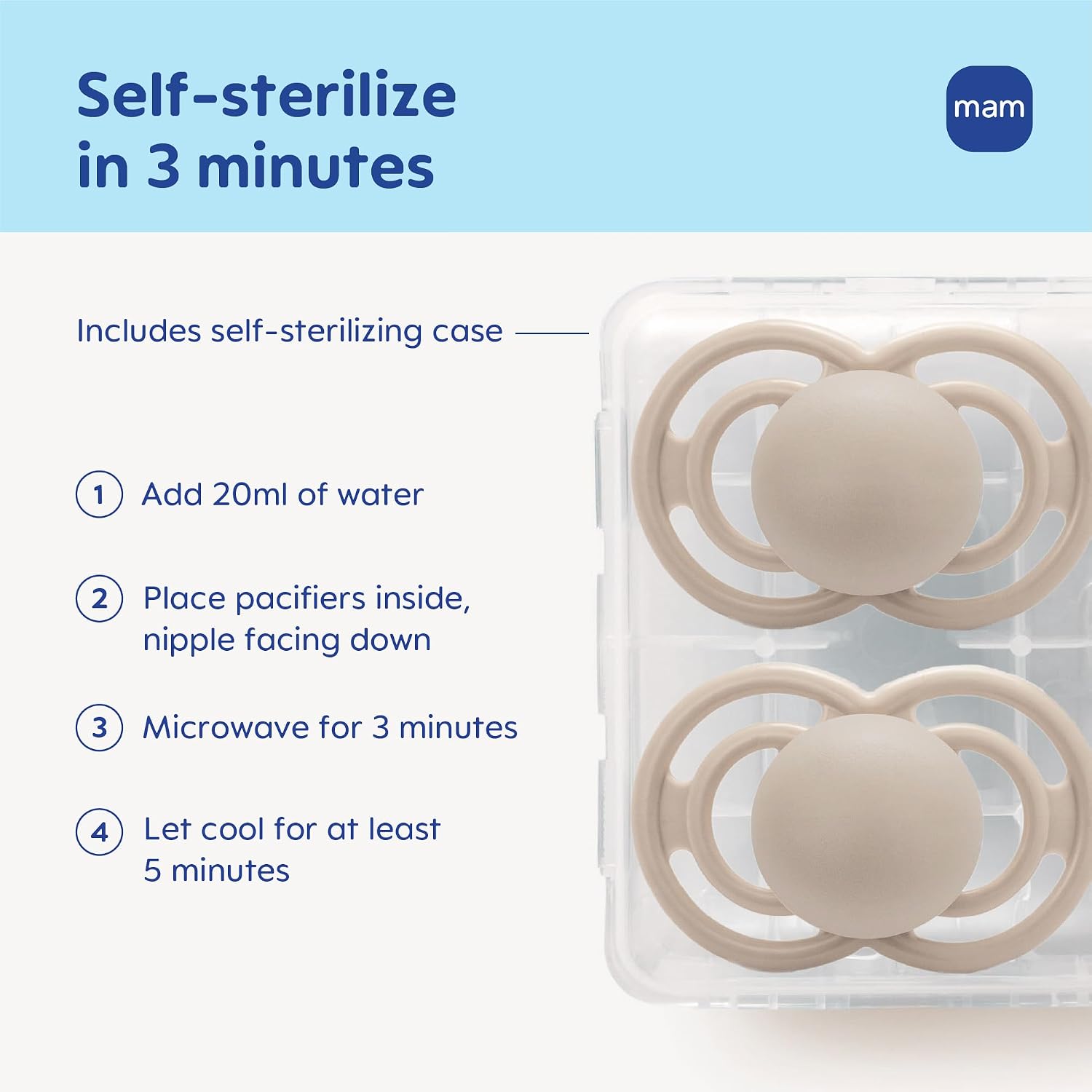 MAM Perfect Pacifier with Case, 16M+ (3 Assorted Designs)