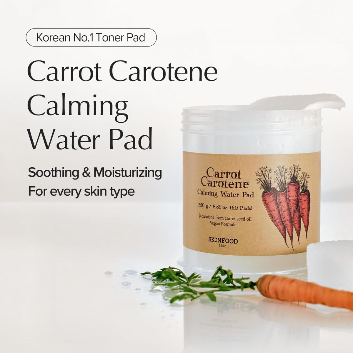 Skinfood Carrot Carotene Calming Water Pad, 60pcs (Exp 05/27)