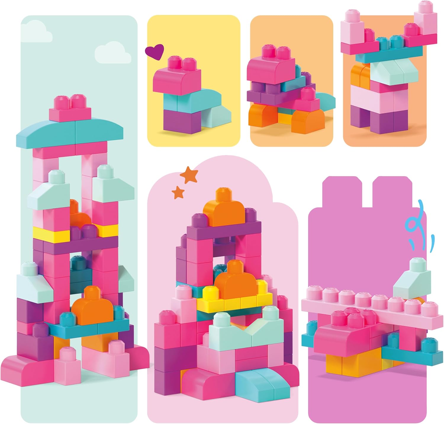 Mega Bloks First Builders Big Building Bag, 60pcs - Pink