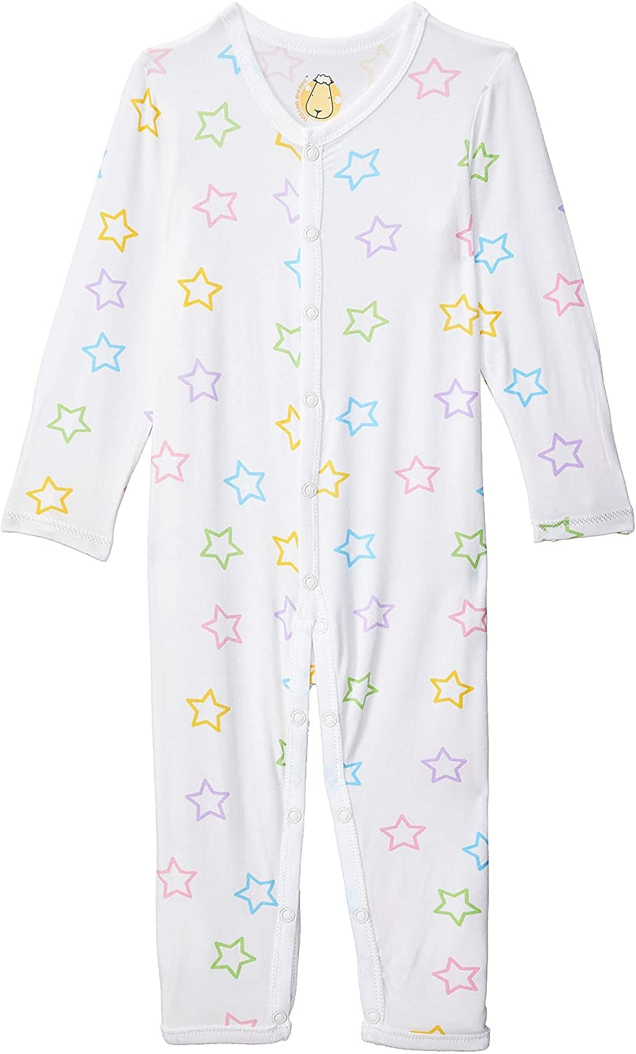 Baa Baa Sheepz Baby Middle Snap Romper - Colourful Star White