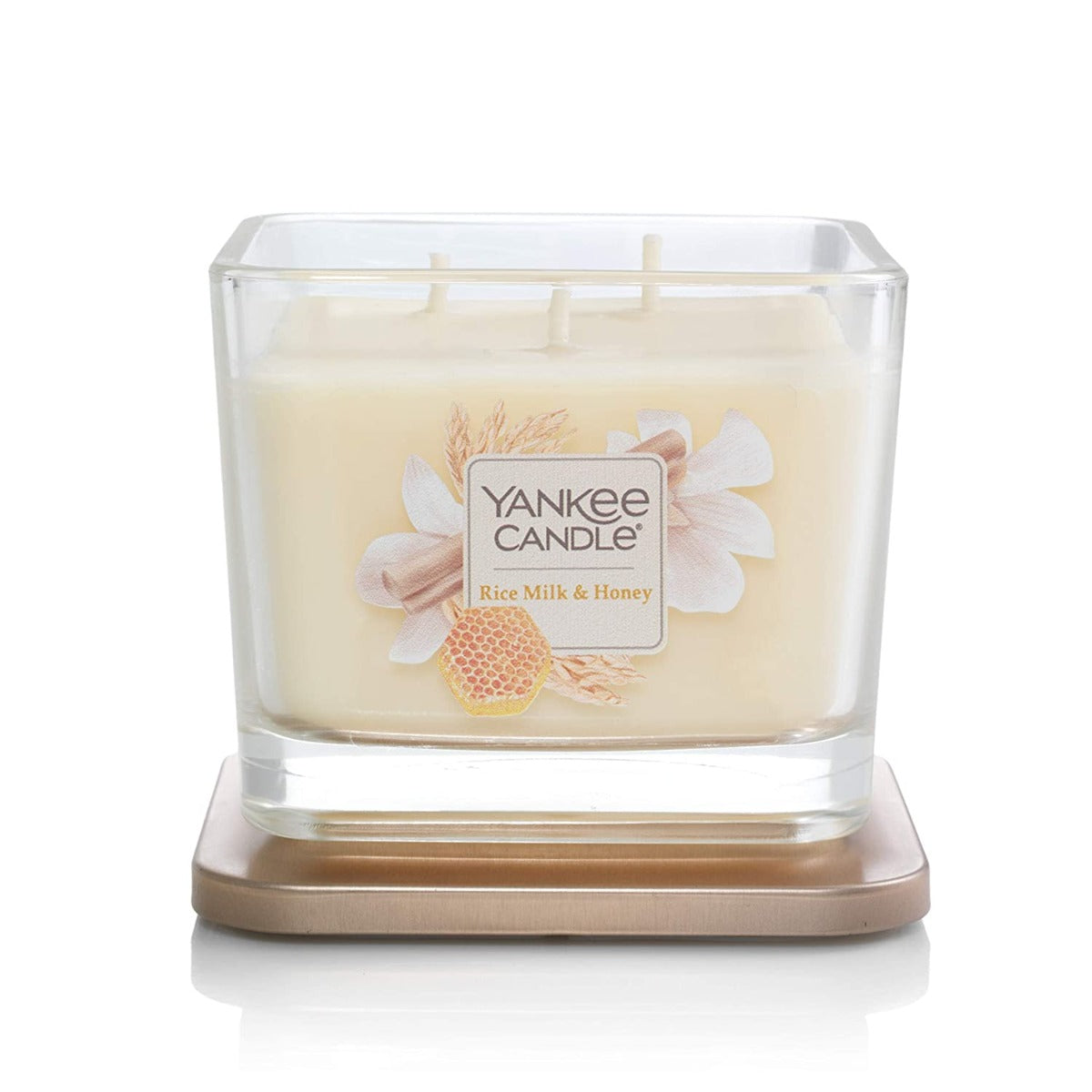 Yankee Candle Medium 3-Wick Square Candle (12.25oz) - Rice Milk & Honey