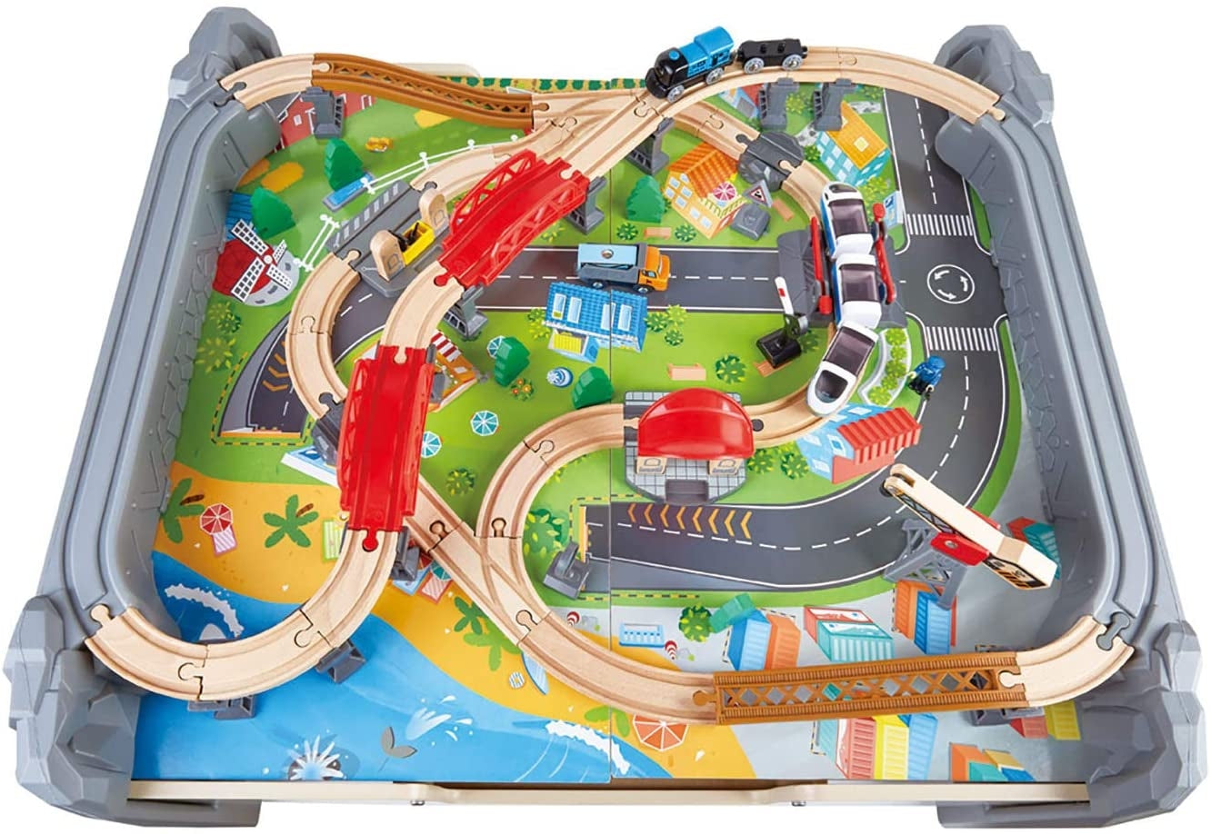 Hape 70 Piece Railway Train Table Set Toy