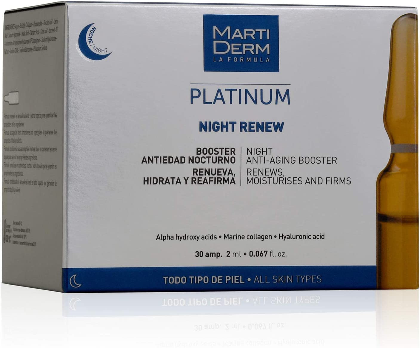 MartiDerm Platinum Night Renew Ampoules, 30 x 2ml Amp - Exp 05/26