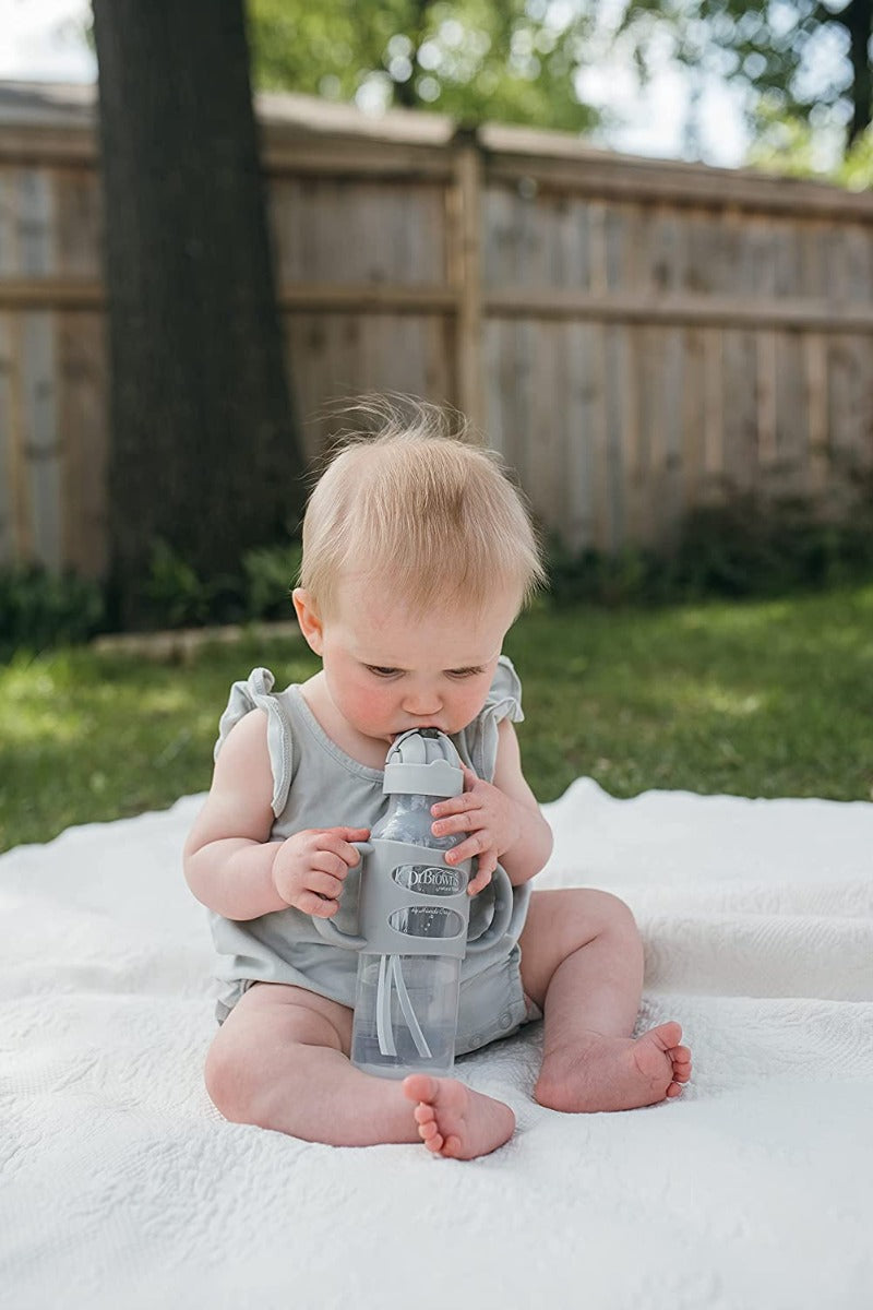 Dr. Brown's Milestones Sippy Straw Bottles w/ Silicone Handles, 250ml (4 Colours)