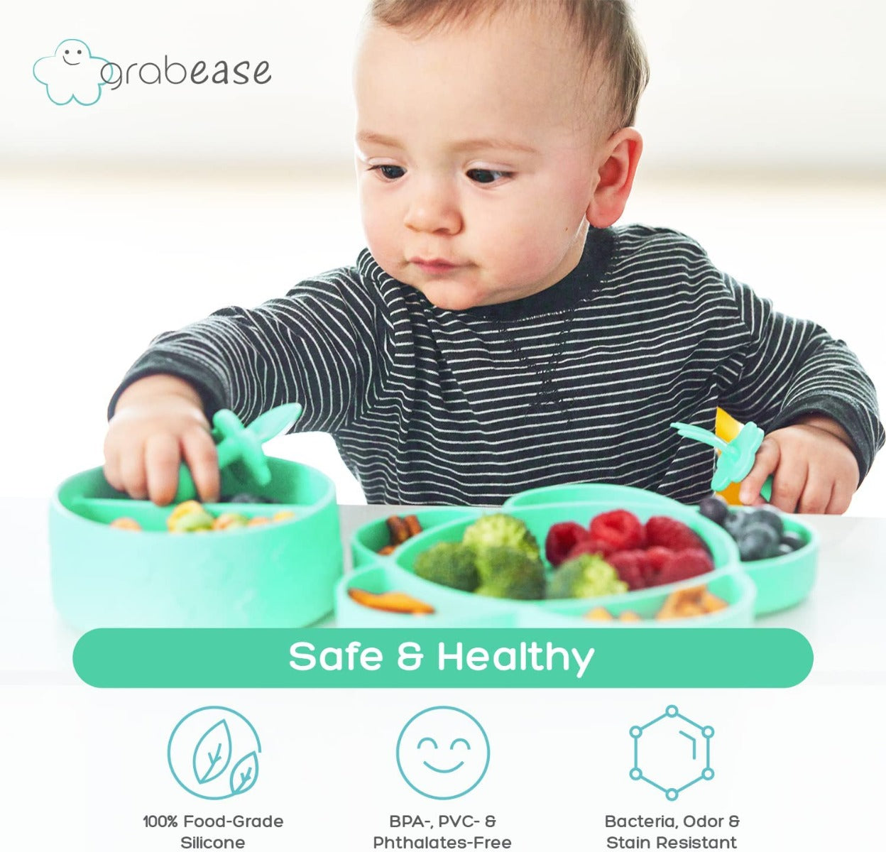 Grabease 4-Piece Self-Feeding Set (5 colors) - Pupsik Singapore