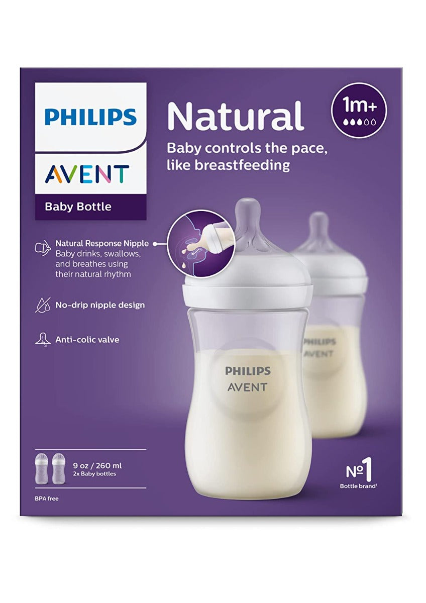 Philips Avent Natural Response 260ml Milk Baby Bottles (2-pack)