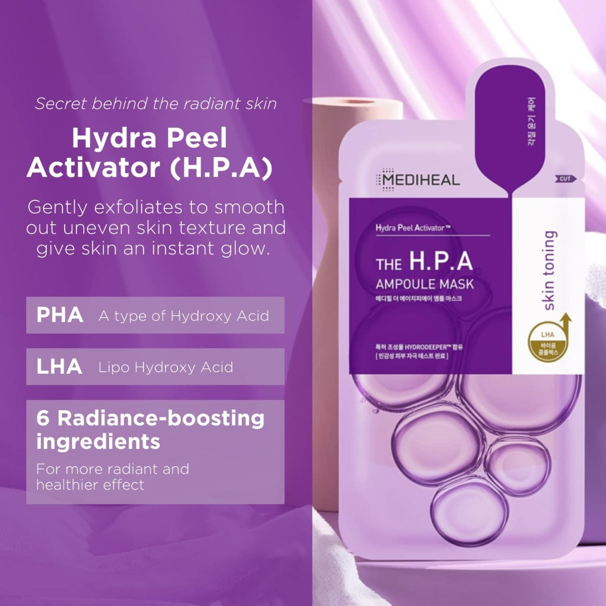Mediheal THE H.P.A Glowing Ampoule Mask, Pack of 10 (Exp 02/27)