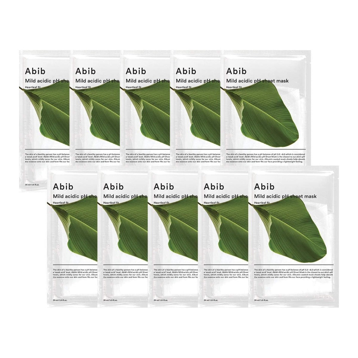 Abib Mild Acidic pH Sheet Mask Heartleaf Fit, Box of 10 (Exp 10/27)