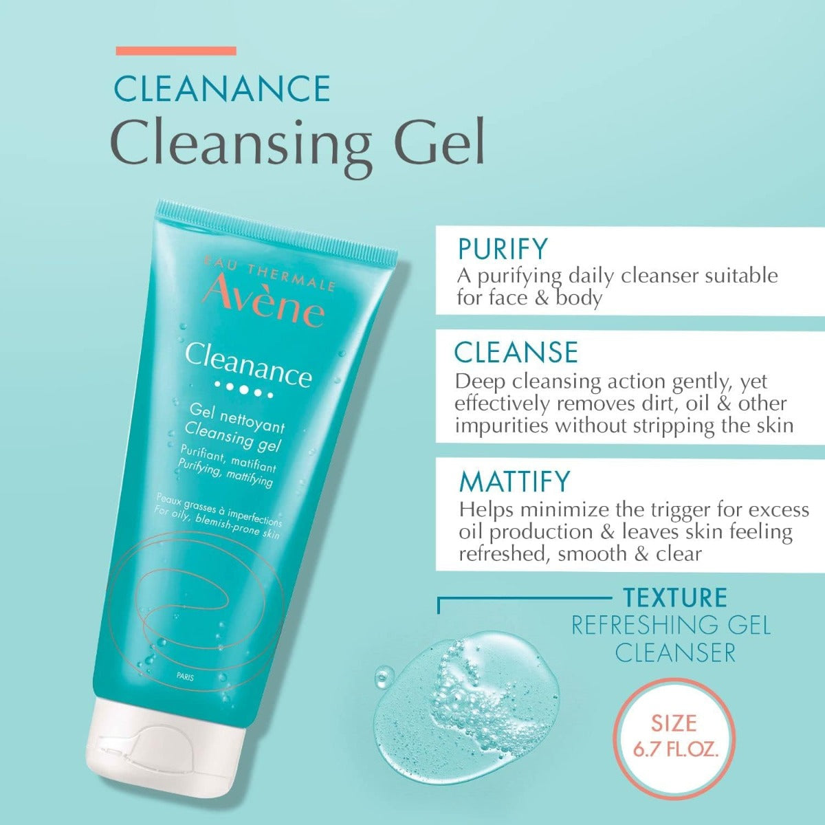 Avene Cleanance Cleansing Gel, 200ml (Tube) - Exp 12/25