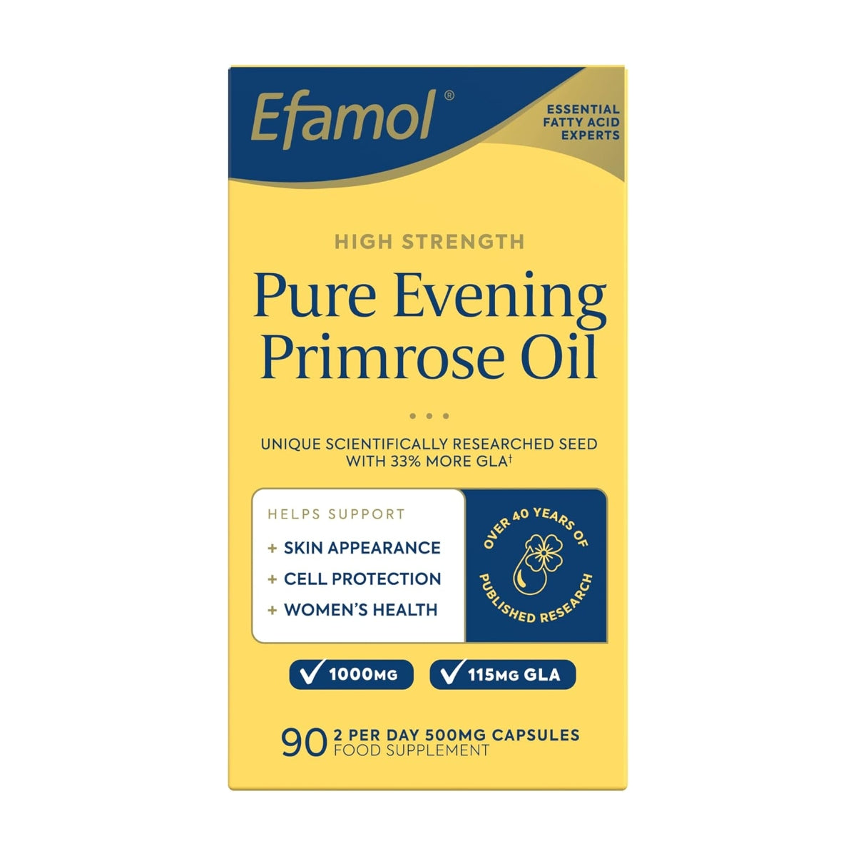 Efamol High Strength Pure Evening Primrose Oil 500/1000mg Supplements (2 Sizes)