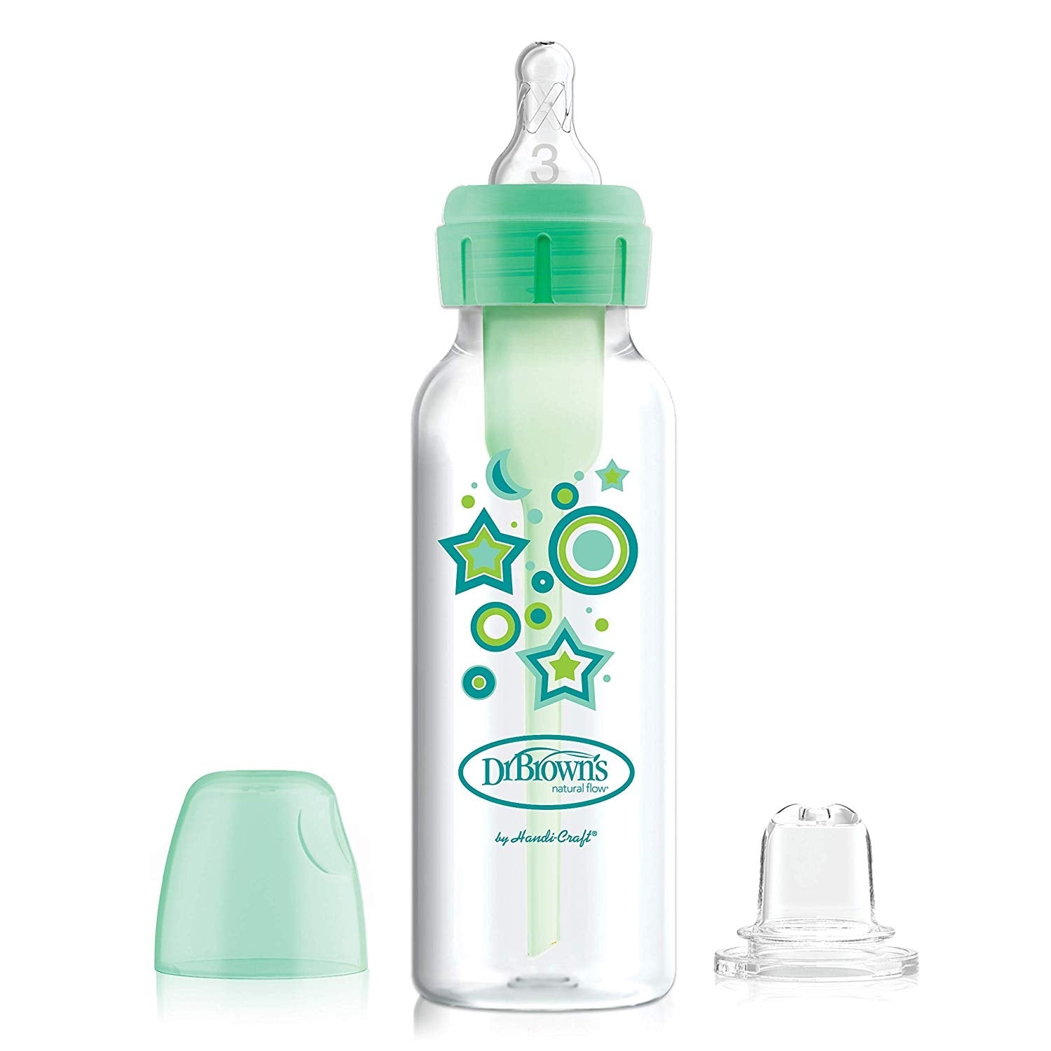Dr. Brown's Options+ PLUS Anti-Colic Bottle to Sippy Starter Kit (Level 3 Nipple) (8oz) - Green