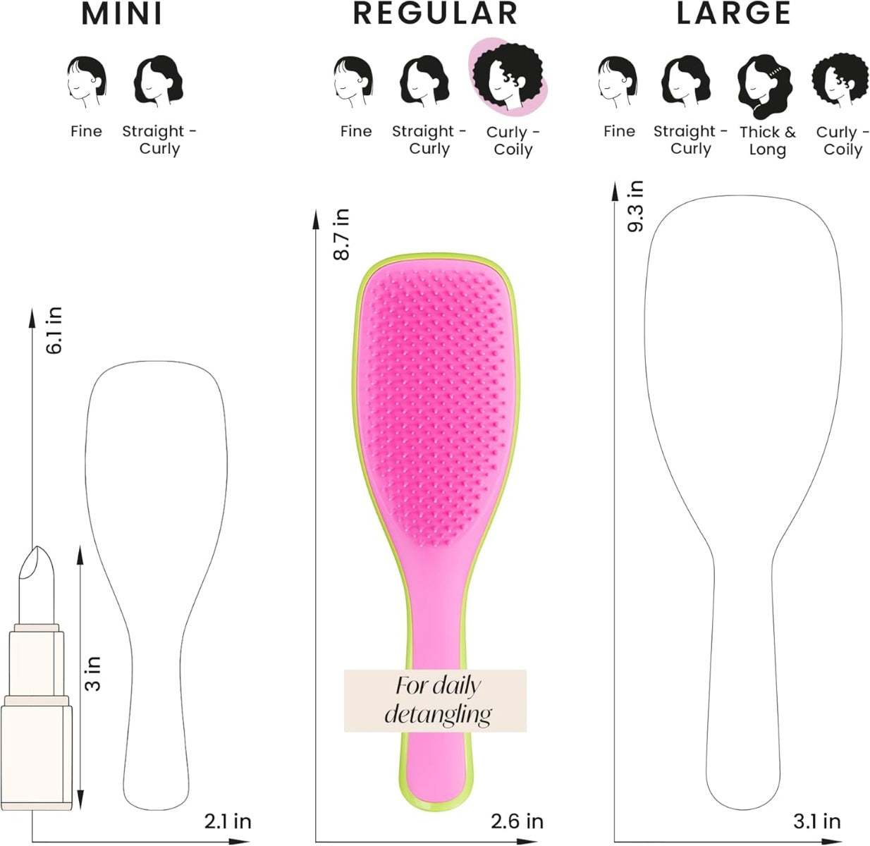 Tangle Teezer The Ultimate Detangler Regular Hairbrush, Curly & Coily (2 Designs)