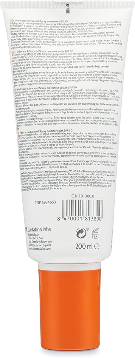 Heliocare Advanced Sunscreen Spray SPF 50 (200ml) - Exp 04/26