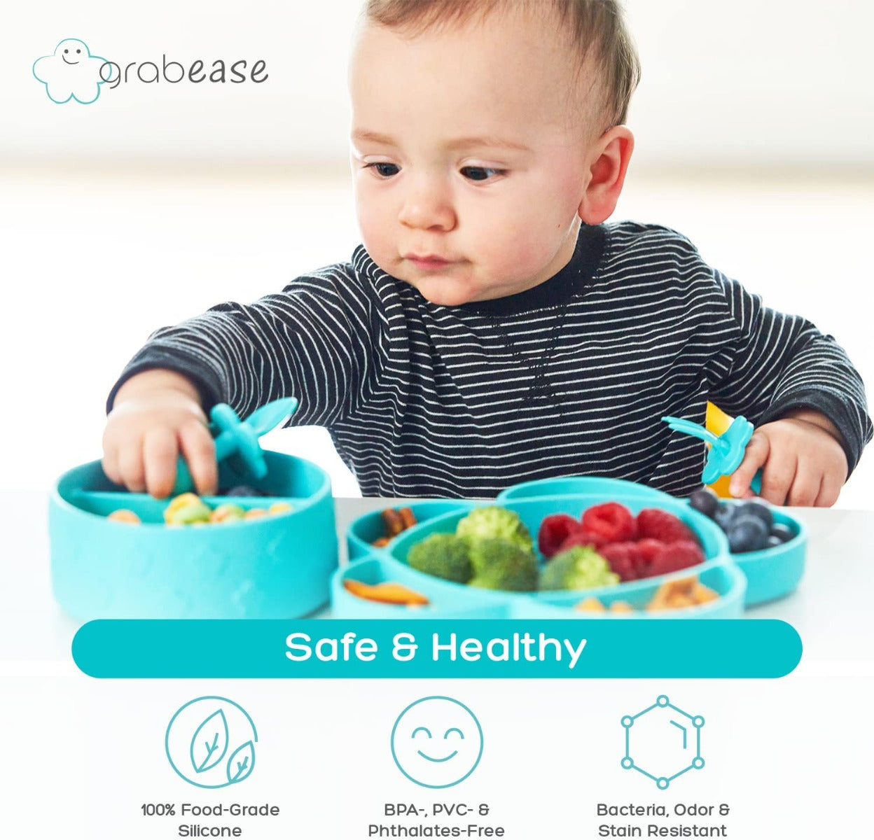 Grabease Silicone Suction Cloud Plate (5 Colors) - Pupsik Singapore