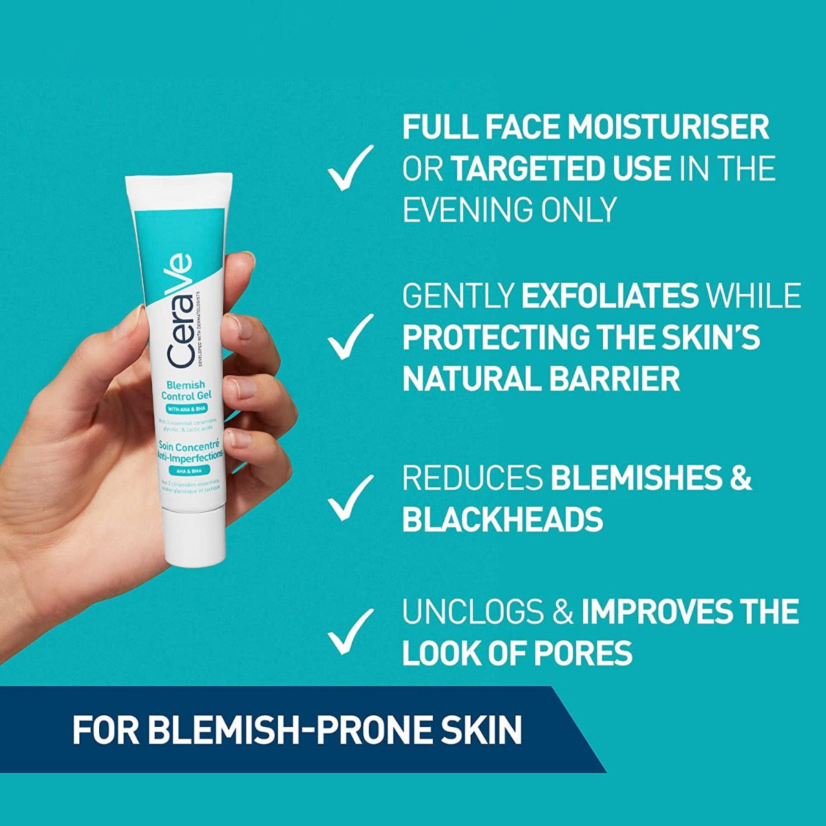 CeraVe Blemish Control Gel with AHA BHA (40ml) - Exp 08/25
