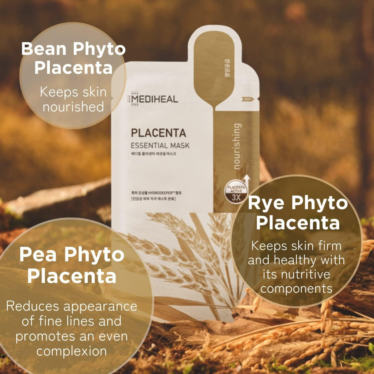Mediheal Placenta Essential Mask, Pack of 10 (Exp 12/26)