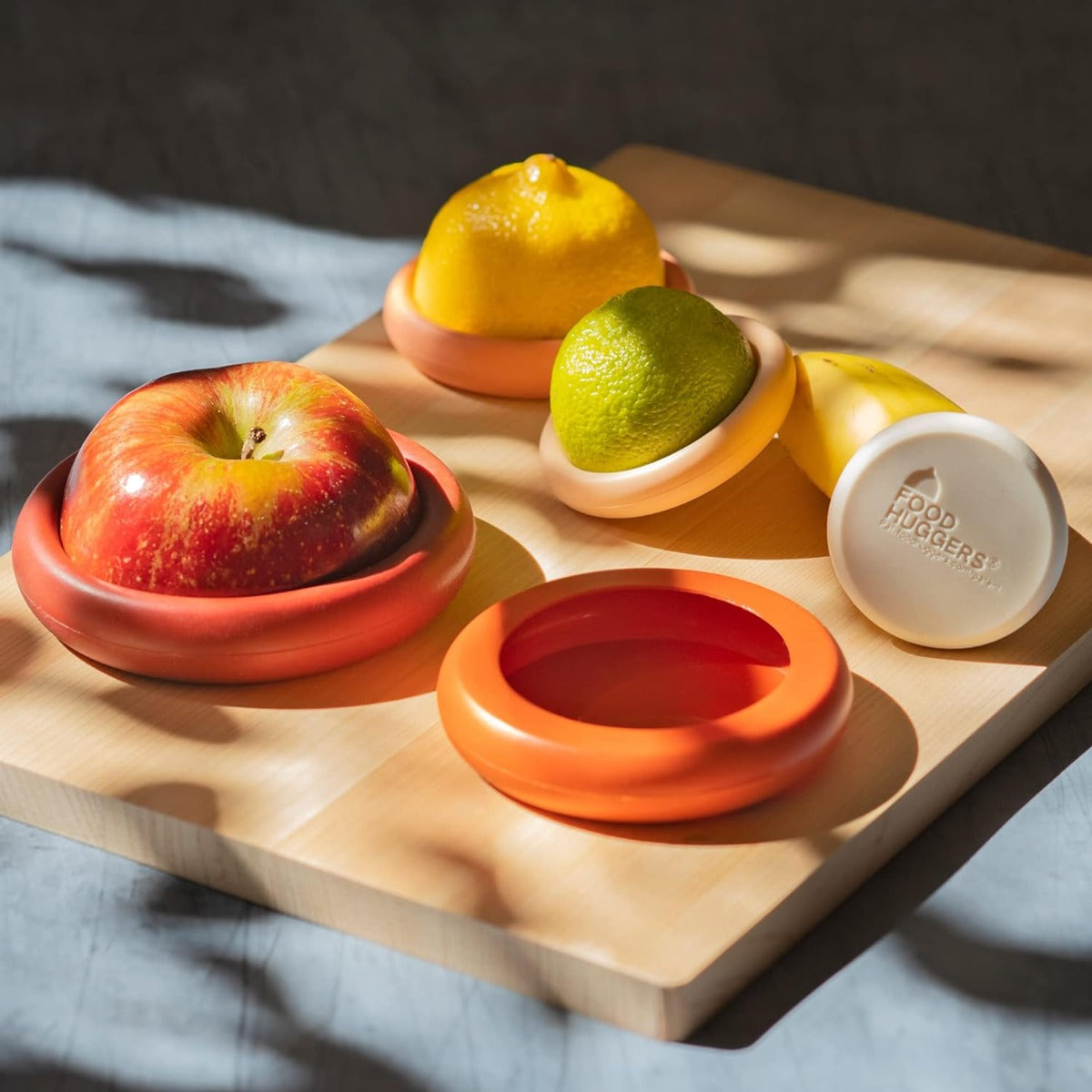 Food Huggers Set of 5 Reusable Silicone Food Savers (4 Colors) - Pupsik Singapore