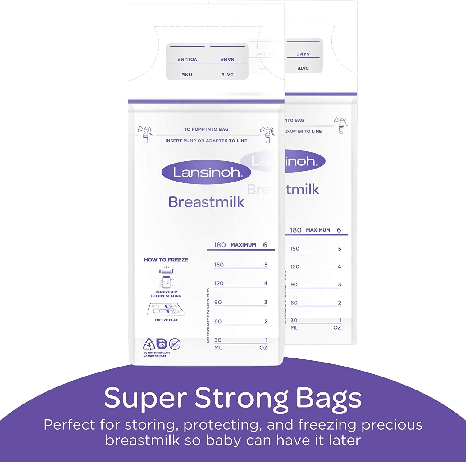 Lansinoh Breastmilk Storage Bags 6oz, 50pc (UK Version)
