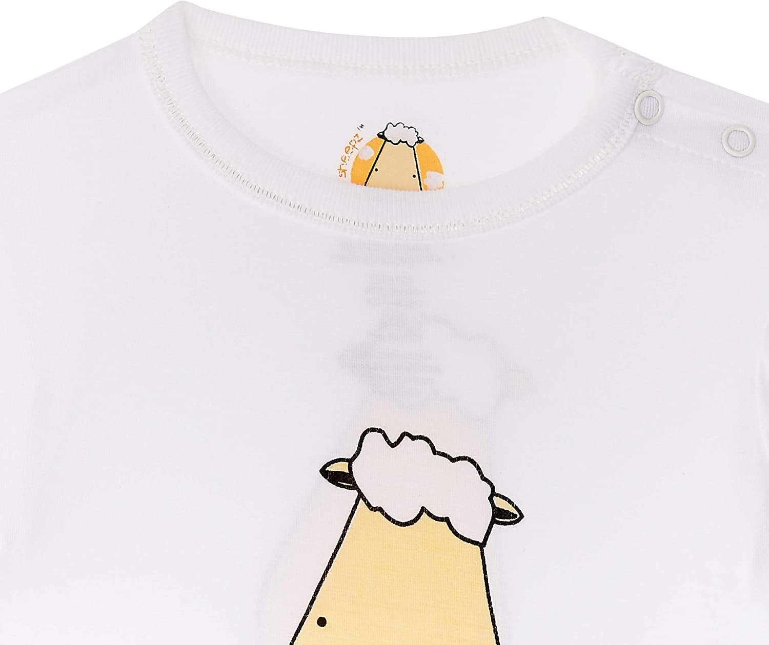 Baa Baa Sheepz Baby Long Sleeve Pyjama Set - Front Back Sheep White/Checkers Orange (6 Sizes)