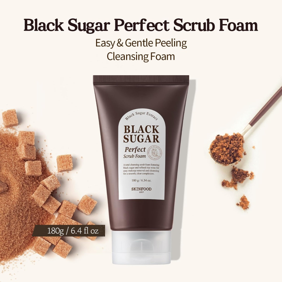 Skinfood Black Sugar Perfect Scrub Foam, 180ml (Exp 01/27)