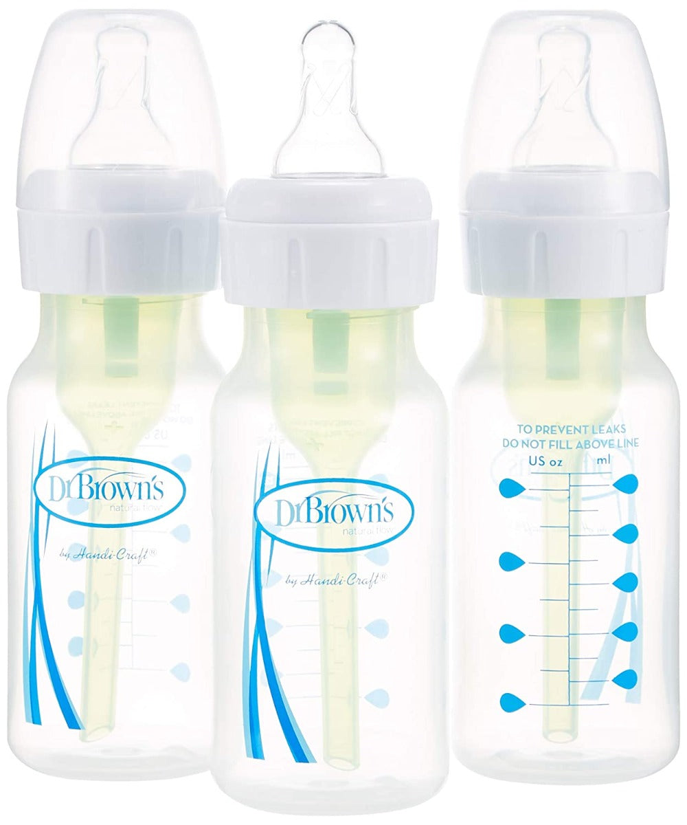 Dr. Brown's Natural Flow Options+ PLUS Narrow Baby Bottle, 4oz - 3 pack (Level 1 Nipple)