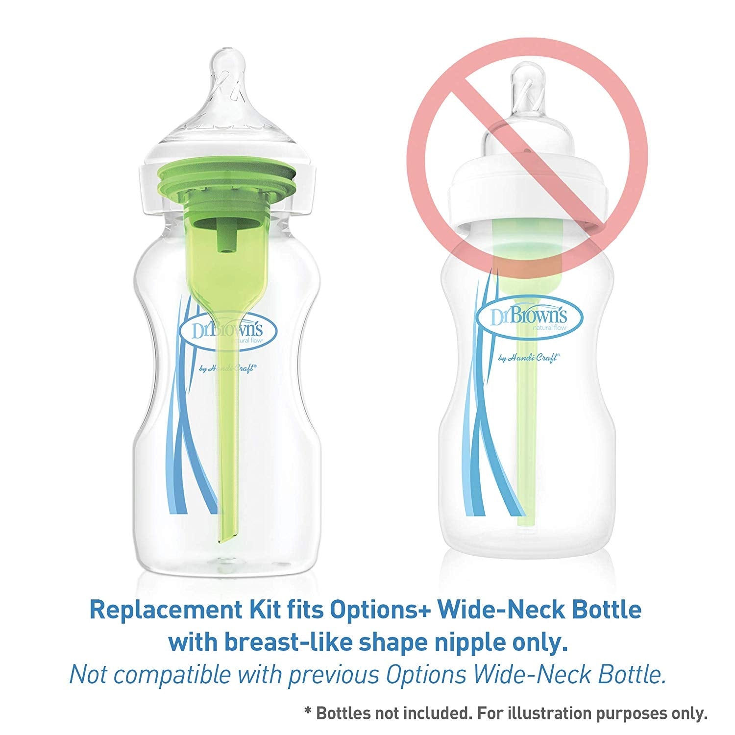 Dr. Brown's Options+ PLUS Wide-Neck Replacement Vent Kit, 9oz (2pk)