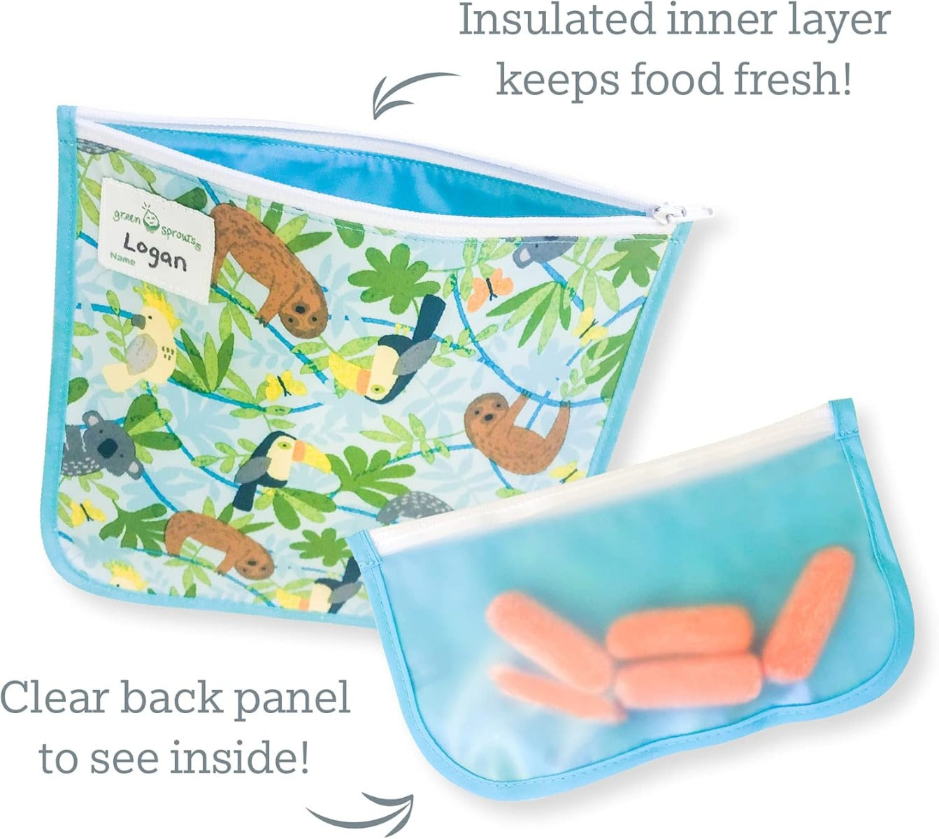 Green Sprouts Reusable Snack Bags, 2pk (5 Designs)