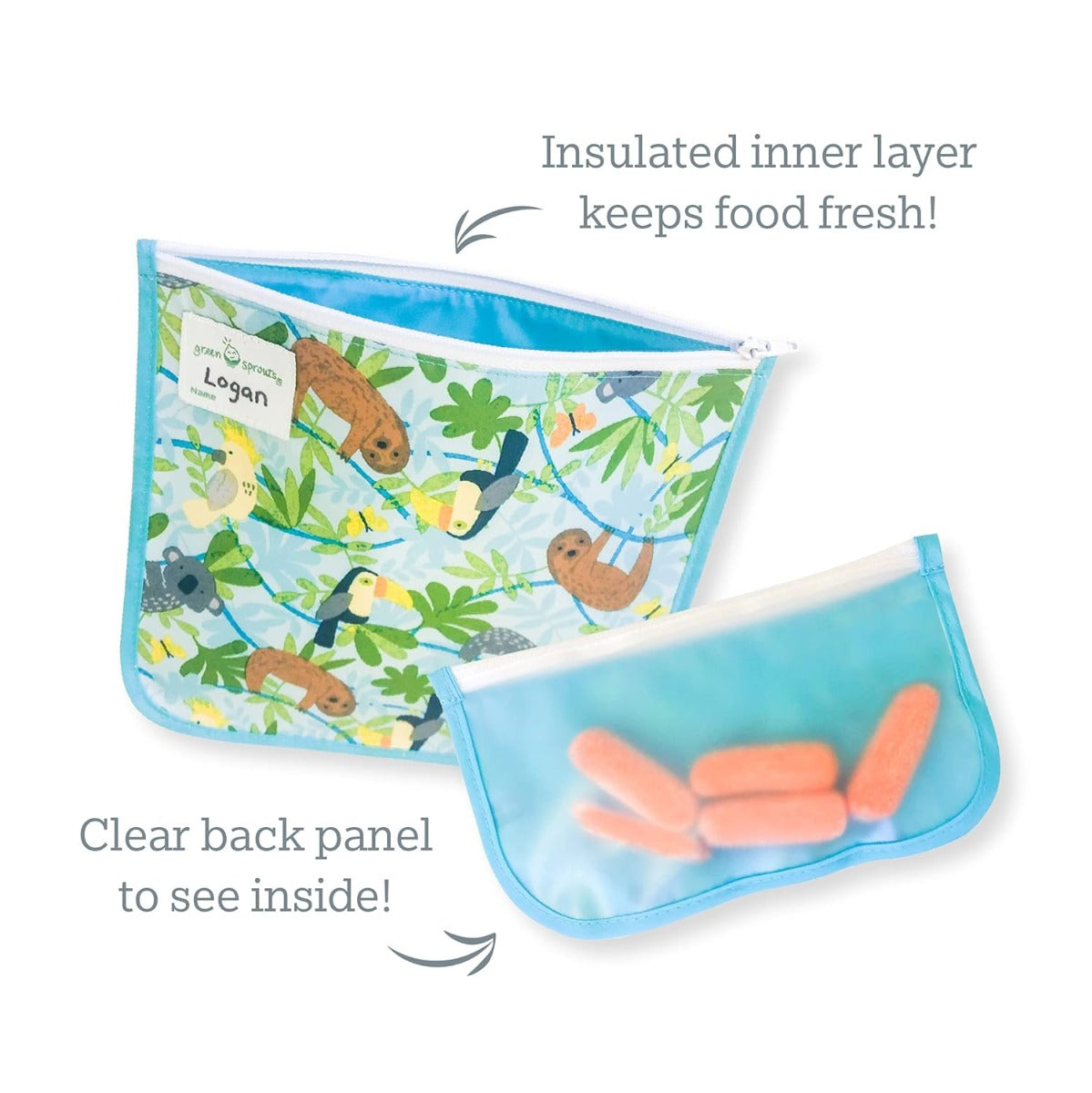 Green Sprouts Reusable Insulated Sandwich Bags, 2pk (5 Designs)