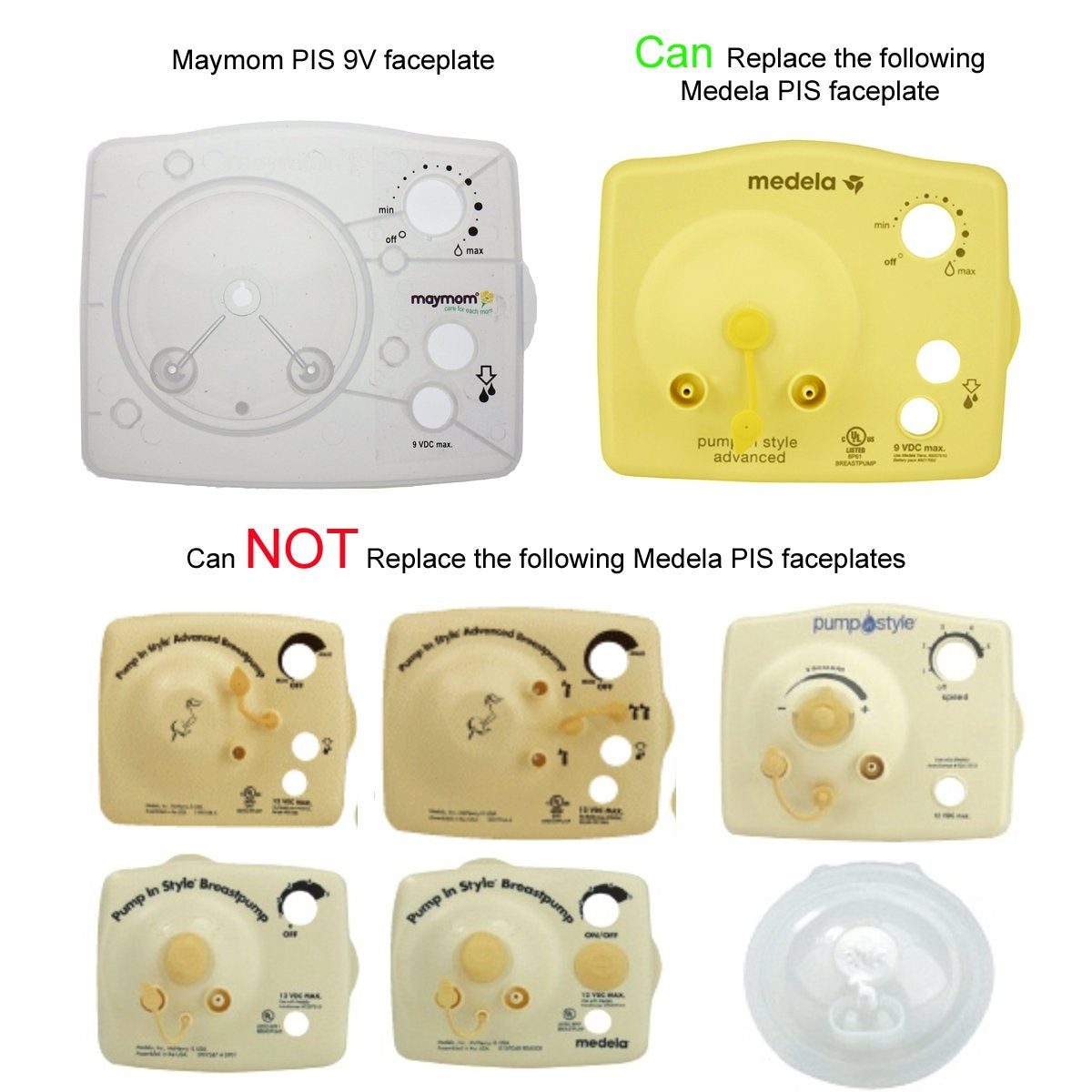 Maymom Diaphragm Cap Faceplate for Medela Pump In Style Advanced - Clear