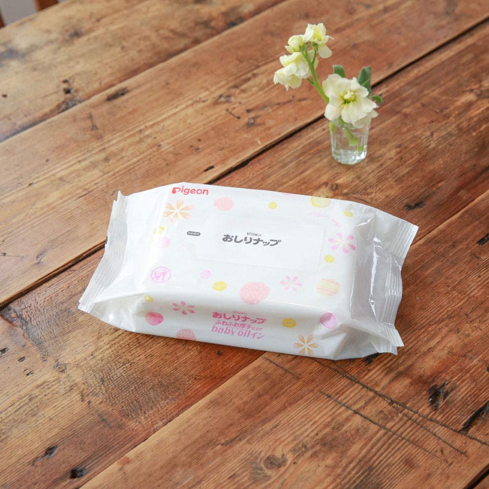 Pigeon Buttock Knapp Baby Wet Wipes With Baby Oil (6 x 66pcs) - New Packaging