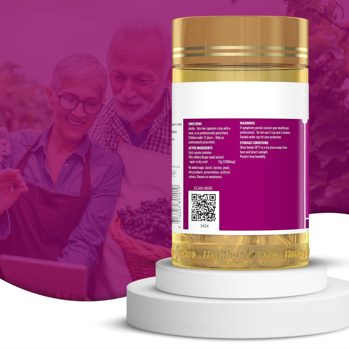 Healthy Care Grape Seed 12000, 300 caps (Exp 10/26)