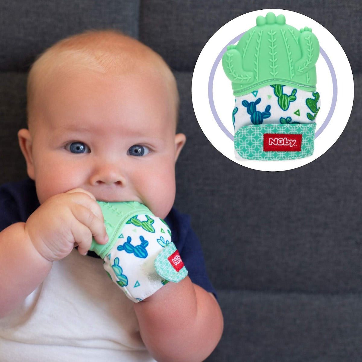 Nuby Character Silicone Teething Mittens, 1 pc - Cactus - Pupsik Singapore
